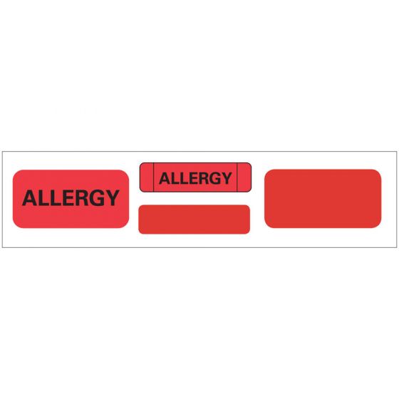 Label Paper Permanent Allergy Allergy 1" Core 4 3/4 "x3/4" Red 500 per Roll