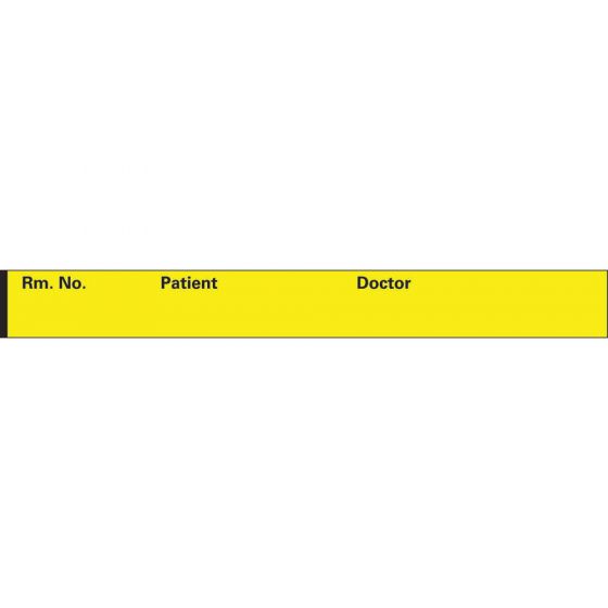 Binder/Chart Tape Removable "Rm. No. Patient", 1'' Core, 1/2 '' x 500'', Yellow, 111 Imprints, 500 Inches per Roll