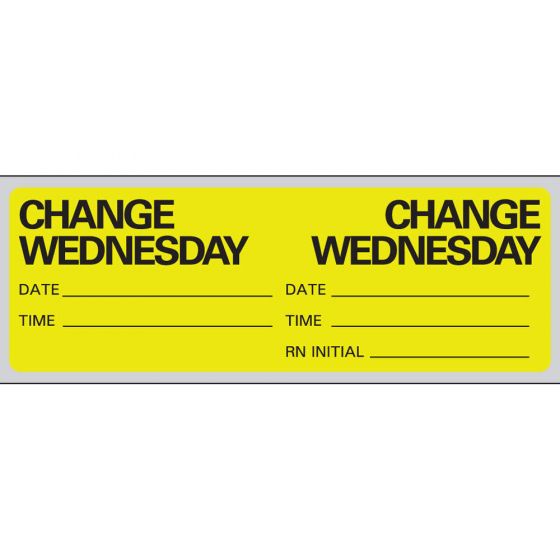 IV Label Paper Permanent Change Wednesday 1" Core 2 15/16"x1 Fl. Chartreuse 500 per Roll