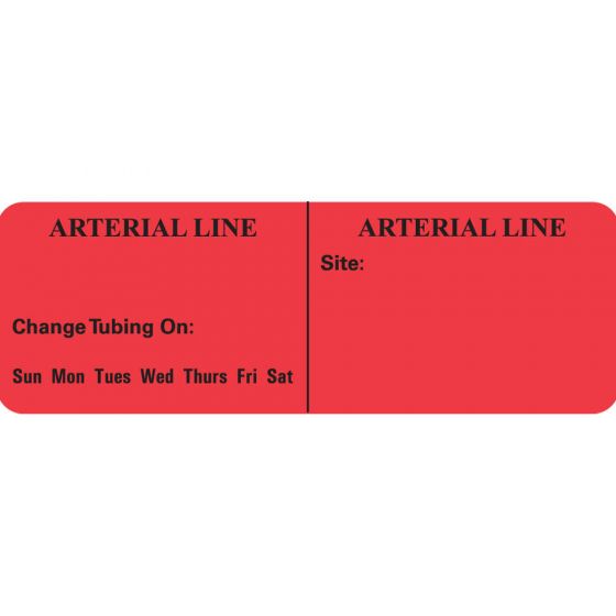 IV Label Paper Permanent Arterial Line 1" Core 2 15/16"x1 Red 500 per Roll