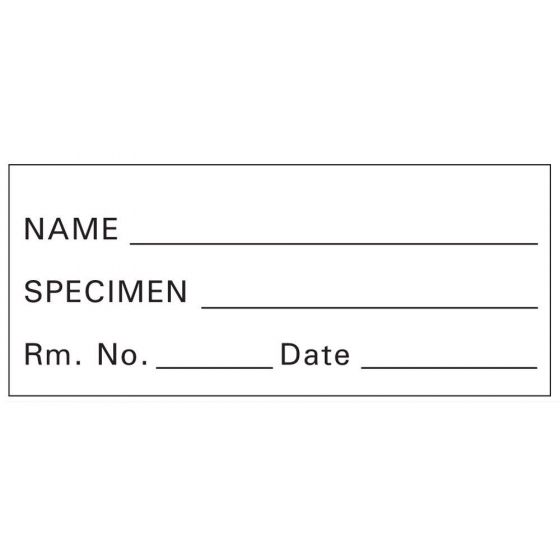 Lab Communication Tape (Removable) Name Specimen Rm. No. 1 x500" White - 222 Imprints per Roll