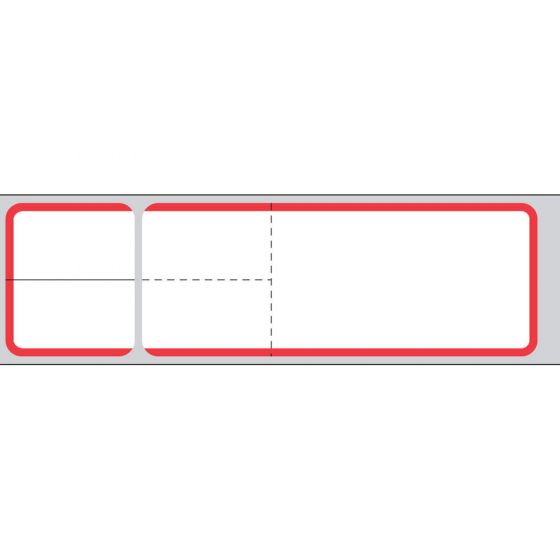 Misys/Sunquest/Epic Direct Thermal Label, Paper, 4-1/8"x1-3/16" 3" Core, Red Border, 4300 per roll, 2 rolls per box
