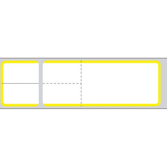 Misys/Sunquest/Epic Direct Thermal Label, Paper, 4-1/8"x1-3/16" 3" Core, Yellow Border, 4300 per roll, 2 rolls per box