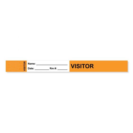 Visitor Pass Wristband Tamper-Evident Tyvek® Visitor ___ Name: 1"  X 10" Adult Orange - 1000 per Case
