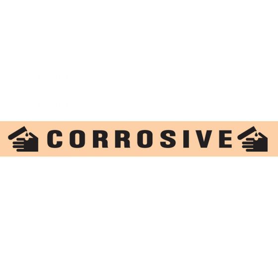 Hazard Tape (Removable) Corrosive 1/2" x500" 125 Imprints per Roll - Fluorescent Orange