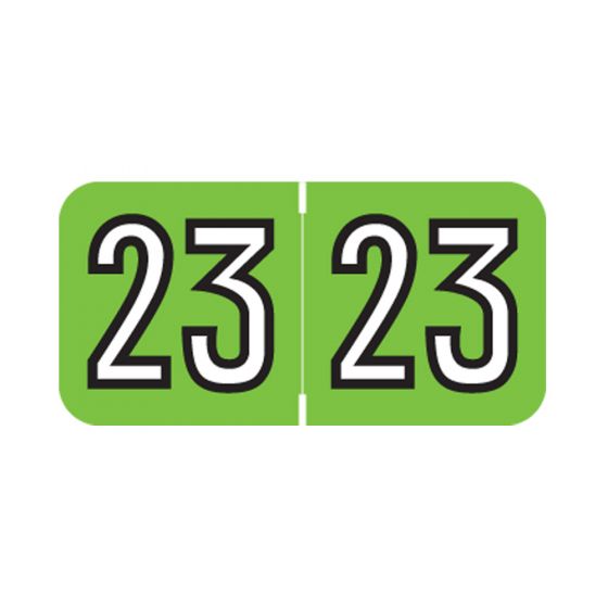 Amerifile® Compatible Color Code Label Year "23", 1-1/2" x 3/4", Green, Mylar, 500 Per Roll