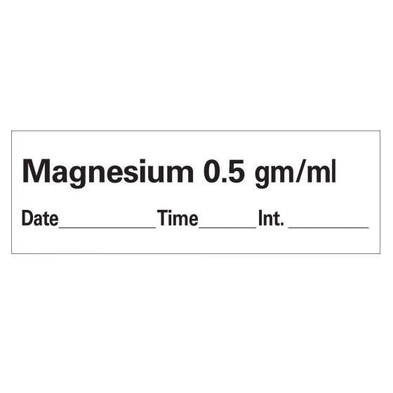 ANESTHESIA TAPE WITH DATE, TIME, AND INITIAL REMOVABLE MAGNESIUM 1/2" MG/ML 1" CORE 0.5 X 500" IMPRINTS WHITE 333 500 INCHES PER ROLL (PDC Attributes)