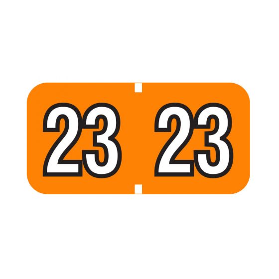 Barkley™ Compatible Color Code Label Year "23", 1-1/2" x 3/4", Orange, Mylar, 500 Per Roll