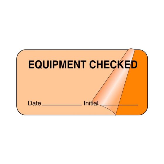 Label Self-Laminating Paper Removable Equipment Checked 1-1/2" Core 2" x 1" Fl. Orange, 1000 per Roll