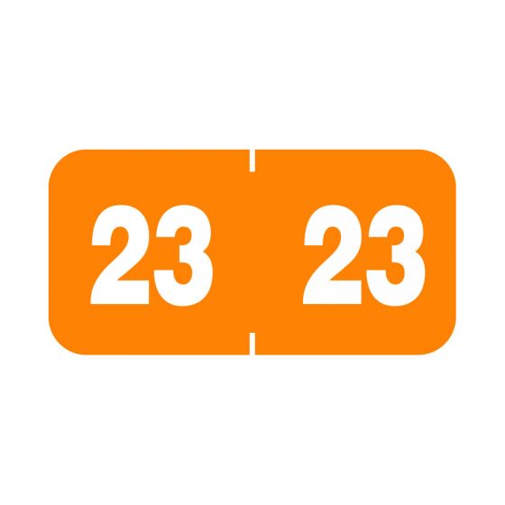 Ames® Compatible Color Code Label Year "23", 1-1/2" x 3/4", Orange, Mylar, 1000 Per Roll