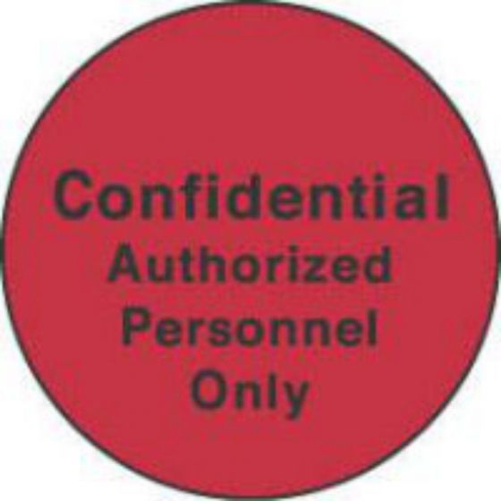 Label Paper Permanent Confidential Authorized  Red 1000 per Roll