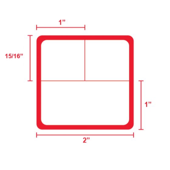Thermal Transfer Label, Epic Compatible, Paper, 2" x 1-15/16", Red Stripe, 3/4" Core, 225 per roll