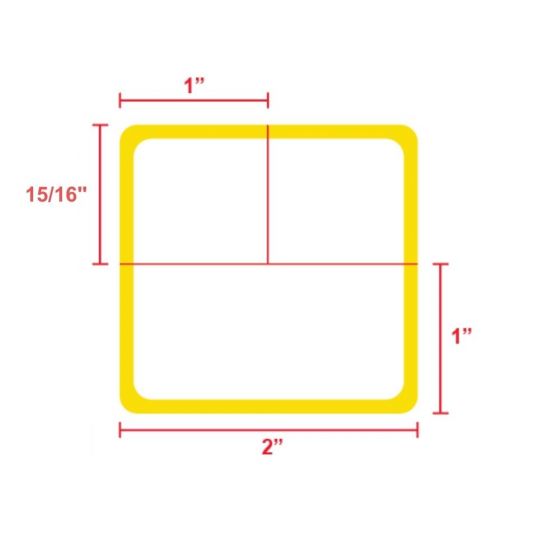 Direct Thermal Label, Epic Compatible, Paper, 2" x 1-15/16", Yellow Border, 3/4" Core, 225 per roll