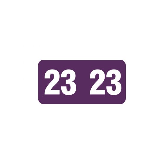 Smead® Compatible Color Code Label Year "23", 1" x 1/2", Purple, Mylar, 250 Per Roll
