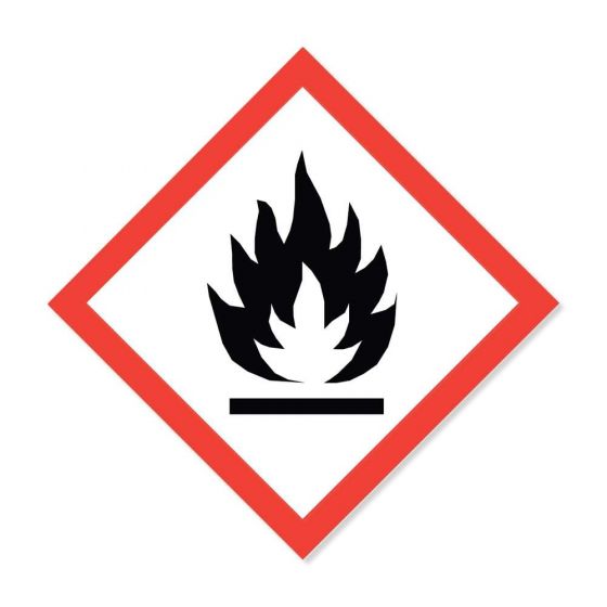 LABEL HAZARD COMM FLAME 2X2 WHITE/RED 250/ROLL