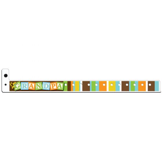 Bundle of Joy™ Write-on Wristband Poly 3/4" x 10" Adult "I'm A Grandpa" Multi Color - Blocks - 250 per Box