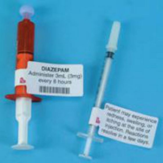Syringe Flag Label Laser Synthetic, Permanent 3-3/4" X 1" White, 20 per Sheet, 100 Sheets per Package