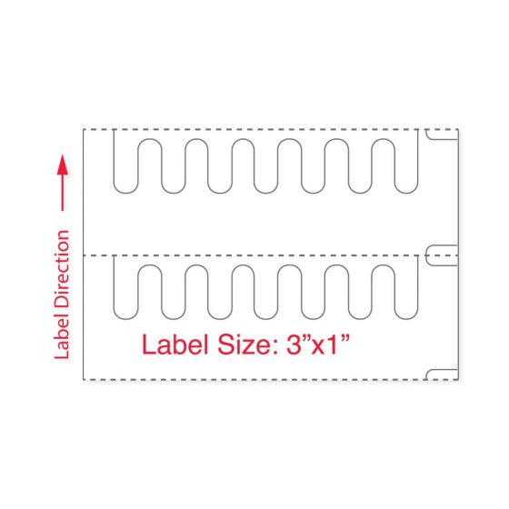 Self-Shred Direct Thermal Piggyback Label, Paper, 3" x 1",  3" Core