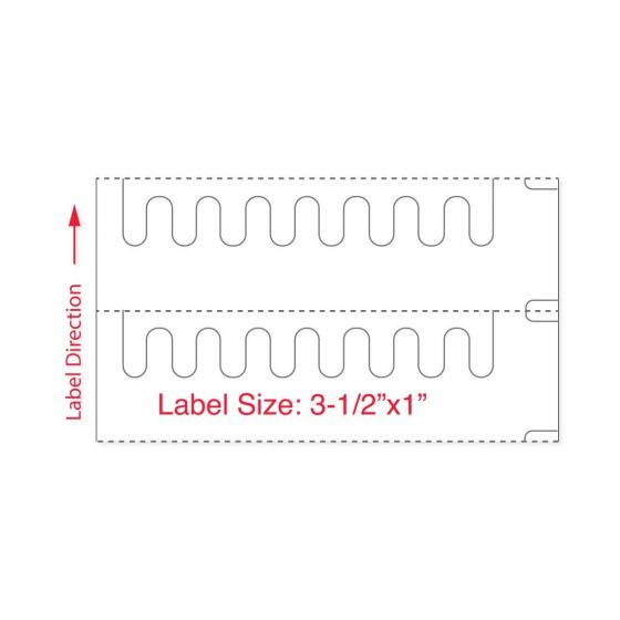 Self-Shred Direct Thermal Piggyback Label, Paper, 3-1"/2" x 1", 3" Core