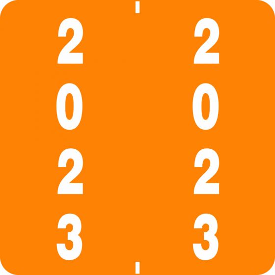 Ames® Compatible Color Code Label Year "2023", 1-7/8" x 1-7/8", Orange, Mylar, 1000 Per Roll