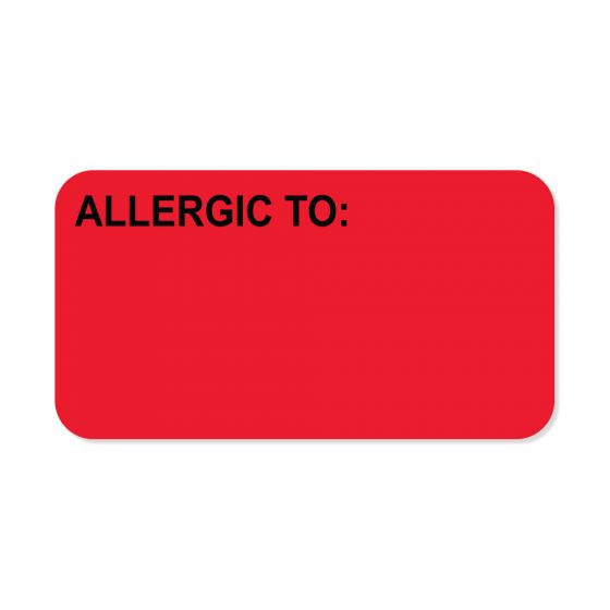 Label Paper Removable Allergic To: 1-5/8" x 7/8", Fl. Red, 1000 per Roll