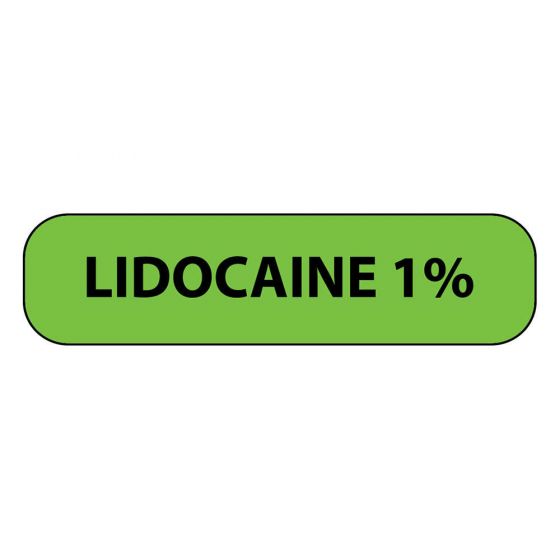 Label Paper Removable Lidocaine 1"% 1 Core 1 7/16" x 3/8", Fl. Green, 666 per Roll