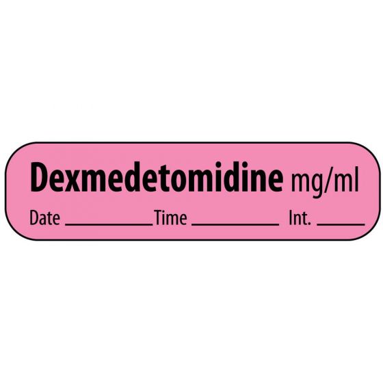 Label Paper Removable Dexmedetomidine, 1" Core, 1 7/16" x 3/8", Fl. Pink, 666 per Roll