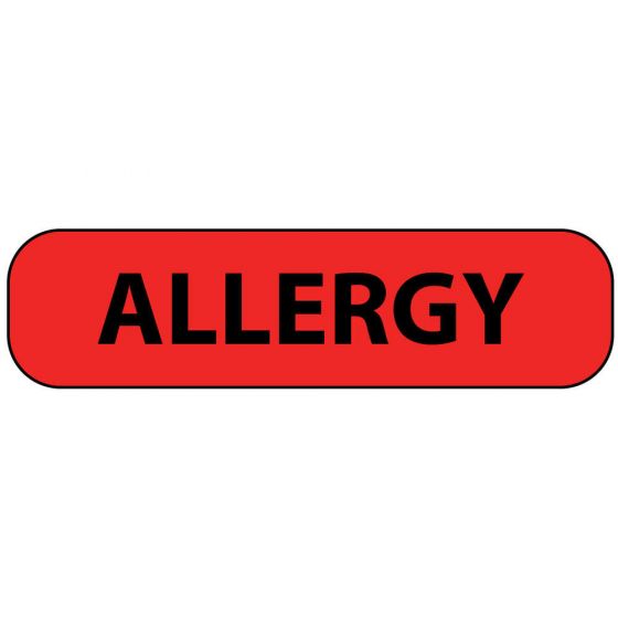 Label Paper Permanent Allergy 1" Core 1 7/16"x3/8" Fl. Red 666 per Roll
