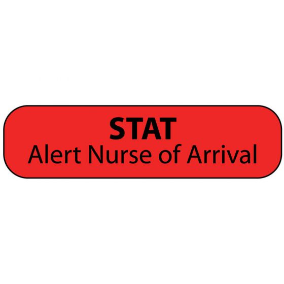 Label Paper Permanent STAT Alert Nurse, 1" Core, 1 7/16" x 3/8", Fl. Red, 666 per Roll