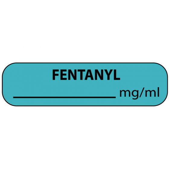 Label Paper Removable Fentanyl mg/ml, 1" Core, 1 7/16" x 3/8", Blue, 666 per Roll