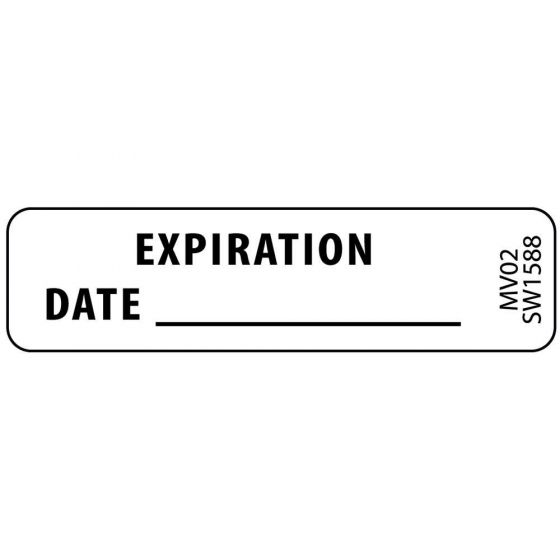 Label Paper Removable Expiration Date, 1" Core, 1 7/16" x 3/8", White, 666 per Roll