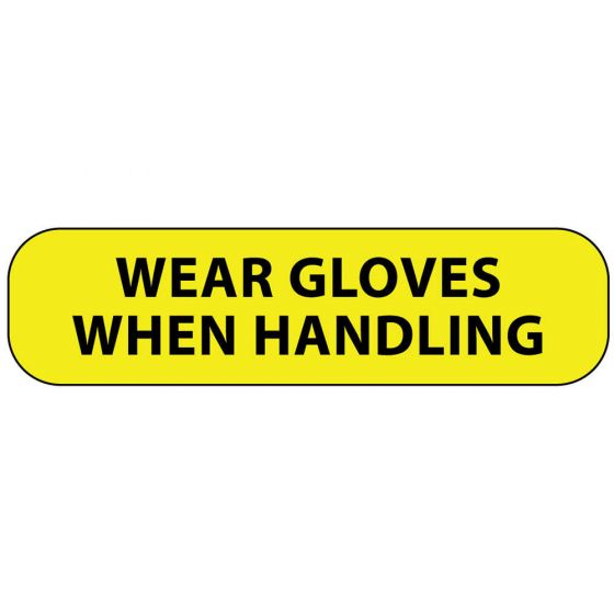 Label Paper Permanent Wear Gloves, 1" Core, 1 7/16" x 3/8", Yellow, 666 per Roll