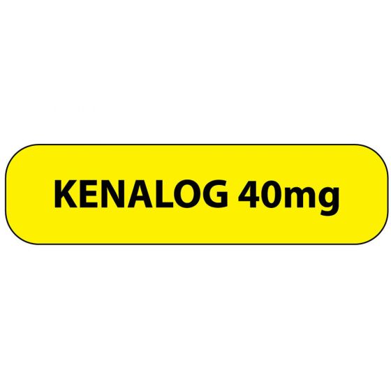 Label Paper Permanent Kenalog 40mg, 1" Core, 1 7/16" x 3/8", Yellow, 666 per Roll