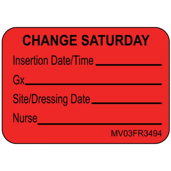 Label Paper Permanent Change Saturday 1" Core 1 7/16"x1 Fl. Red 666 per Roll