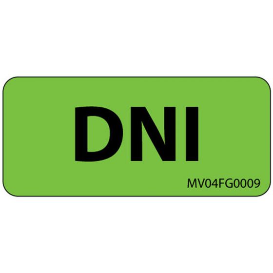 Label Paper Removable DNI, 1" Core, 2 1/4" x 1", Fl. Green, 420 per Roll