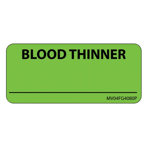 Label Paper Permanent Blood Thinner 1" Core 2 1/4"x1 Fl. Green 420 per Roll