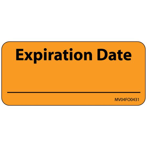 Label Paper Removable Expiration Date, 1" Core, 2 1/4" x 1", Fl. Orange, 420 per Roll