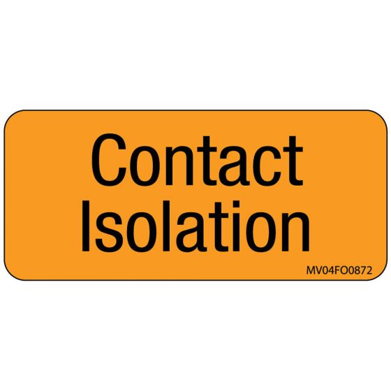 Label Paper Removable Contact Isolation, 1" Core, 2 1/4" x 1", Fl. Orange, 420 per Roll