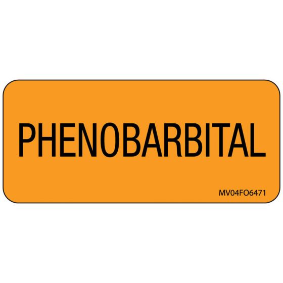 Label Paper Removable Phenobarbital, 1" Core, 2 1/4" x 1", Fl. Orange, 420 per Roll