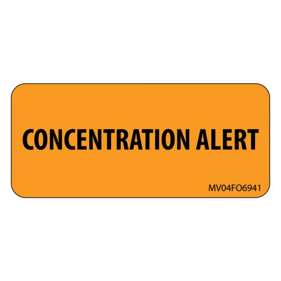 Label Paper Removable Concentration Alert, 1" Core, 2 1/4" x 1", Fl. Orange, 420 per Roll