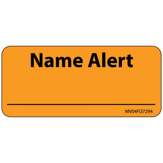 Label Paper Removable Name Alert, 1" Core, 2 1/4" x 1", Fl. Orange, 420 per Roll
