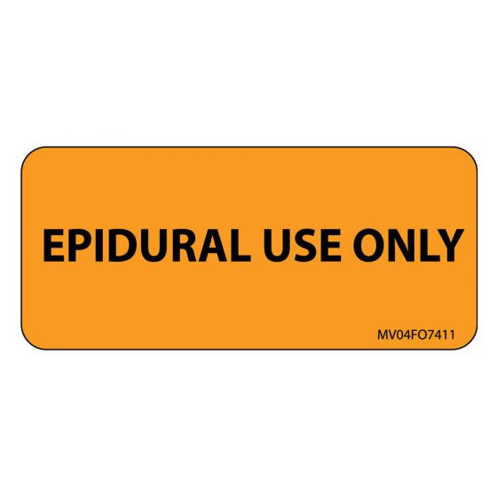 Label Paper Removable Epidural Use Only, 1" Core, 2 1/4" x 1", Fl. Orange, 420 per Roll