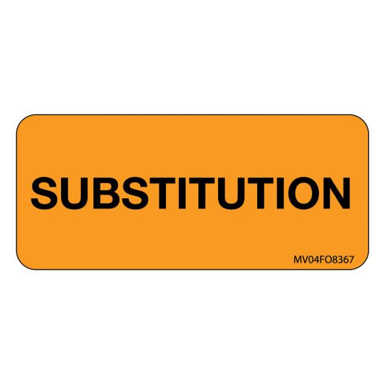 Label Paper Removable Substitution, 1" Core, 2 1/4" x 1", Fl. Orange, 420 per Roll