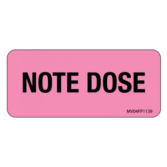 Label Paper Removable Note Dose, 1" Core, 2 1/4" x 1", Fl. Pink, 420 per Roll