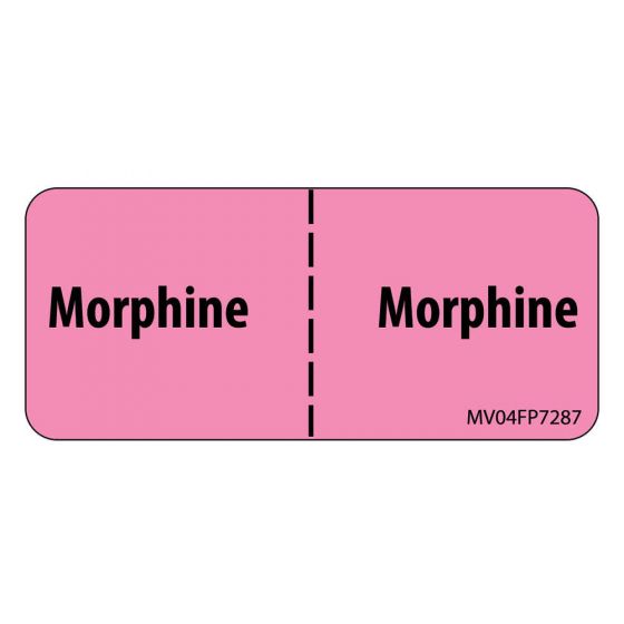 Label Paper Removable Morphine Morphine, 1" Core, 2 1/4" x 1", Fl. Pink, 420 per Roll