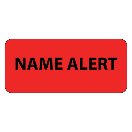 Label Paper Permanent Name Alert, 1" Core, 2 1/4" x 1", Fl. Red, 420 per Roll