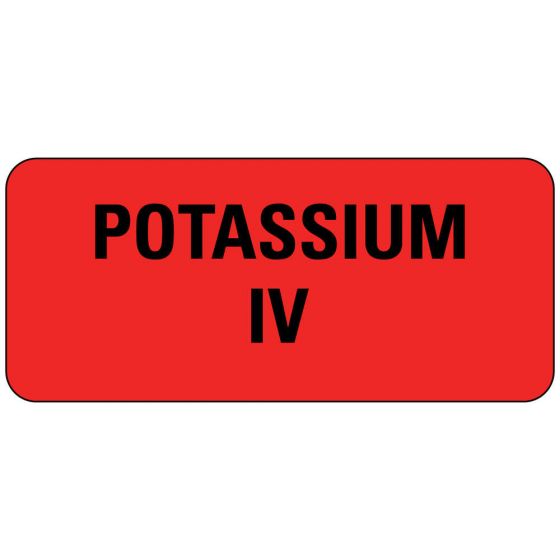 Label Paper Permanent Potassium IV, 1" Core, 2 1/4" x 1", Fl. Red, 420 per Roll