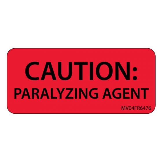 Label Paper Permanent Caution Paralyzing 1" Core 2 1/4"x1 Fl. Red 420 per Roll