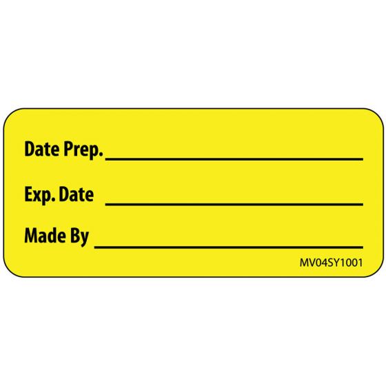 Label Paper Permanent Date Prep. 1" Core 2 1/4"x1 Yellow 420 per Roll