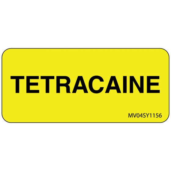 Label Paper Permanent Tetracaine, 1" Core, 2 1/4" x 1", Yellow, 420 per Roll
